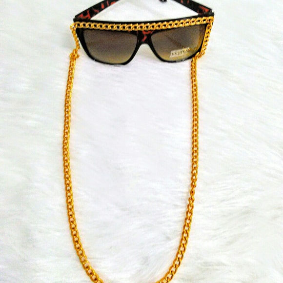 (NEW) Brown Shades! W/ Gold Chain! :-) - Picture 2 of 8